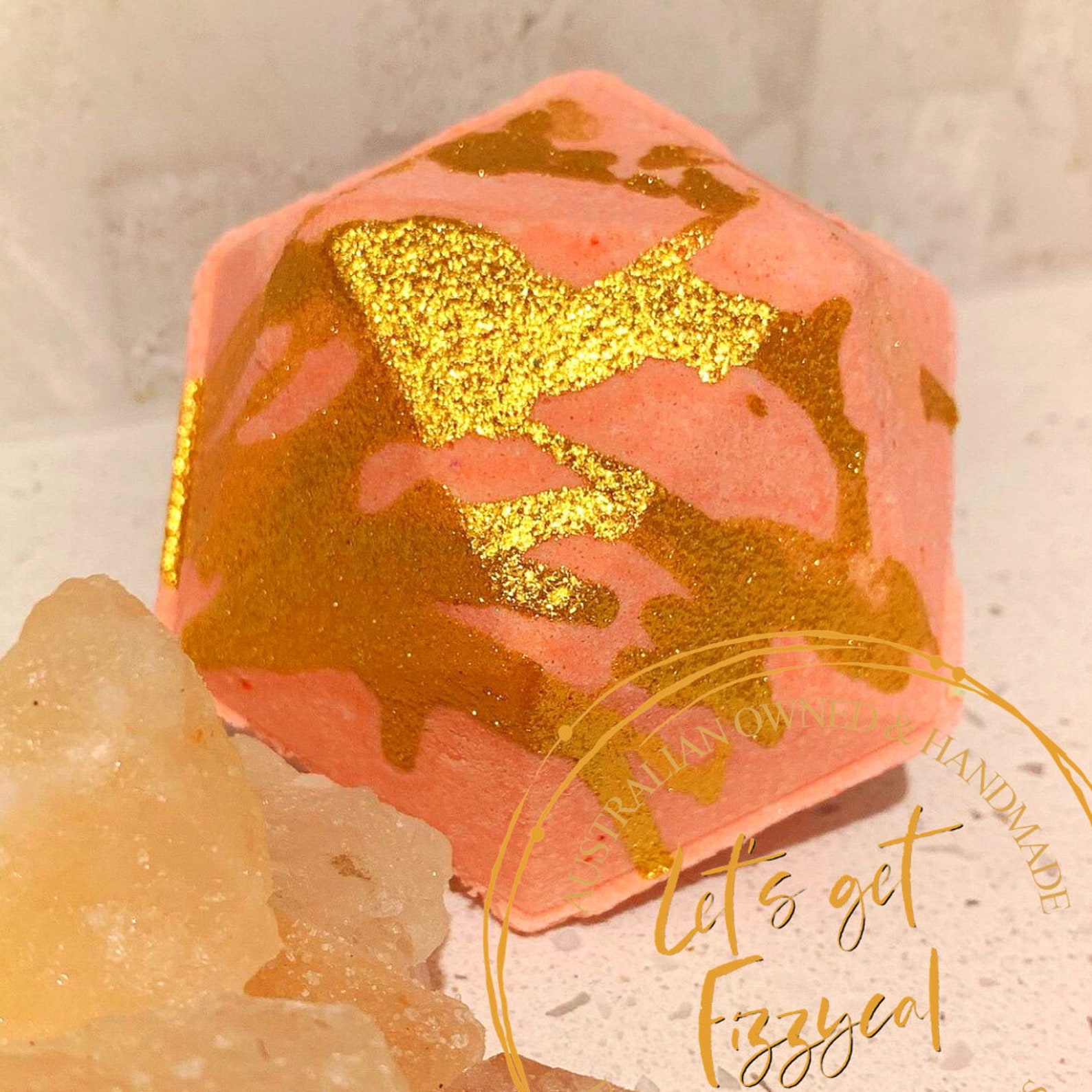 Gem Stone bath bomb Gold drizzle bath bombs Gifts for bath Etsy