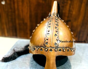 Viking Copper Finish Helmet, Viking Helmet, Armor Helmet, Vintage Medieval Helmet, Wedding Gift, Christmas Gift