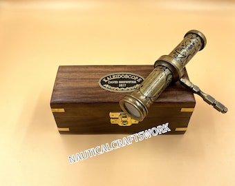Juego de caleidoscopio de latón, juego infantil de caleidoscopio grabado, juego para hijo, regalo de mamá