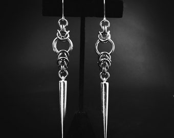 Earrings - Byzantine, ring & spike