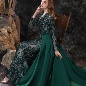 Custom Gown Dress Evening dress evening gown for women Prom Dress Prom Dress Prom Gown Ball Gown dress green dress long sleeve dress