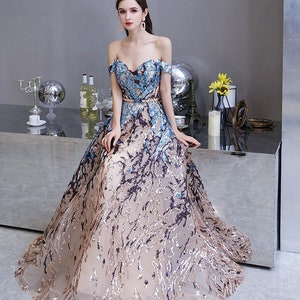 Custom Gown Dress blue Evening dress gown for women Prom Dress Prom Dress Prom Gown Ball Gown dress sleeveless dress off the shoulder dress