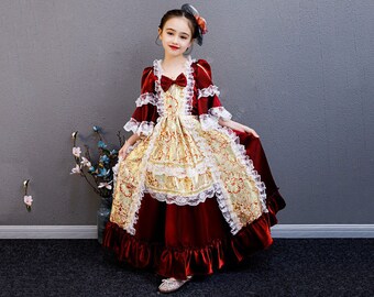 Custom Gown dress for girl red Victorian Royal Court dress gown renaissance dress elizabethan gown Medieval costume Princess queen gown