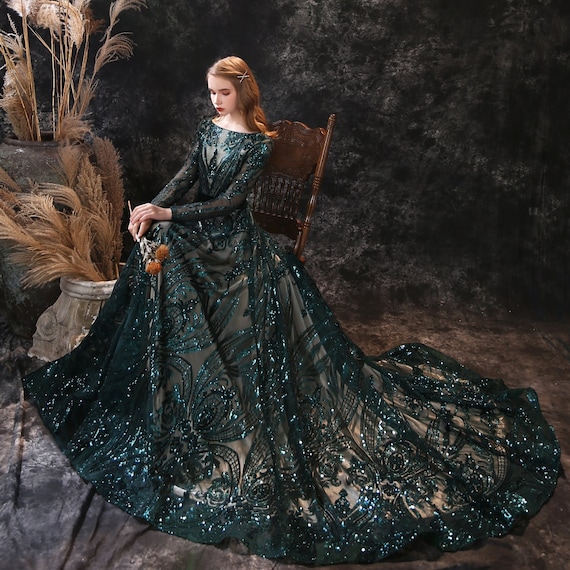 Green/Blue /Burgundy Prom Dress Ball Gown Vintage Formal Colorful Lace –  Siaoryne