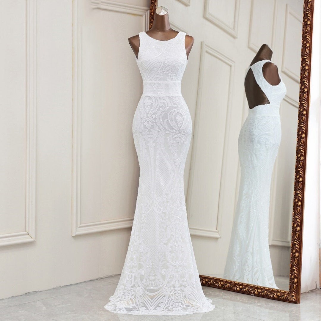 evening gown white color