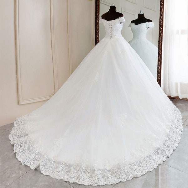 Custom Wedding Gown Wedding Dress Bridal Dress Bridal Gown Elegant Wedding Dress Floor Length Custom Wedding Dress  Drop sleeves