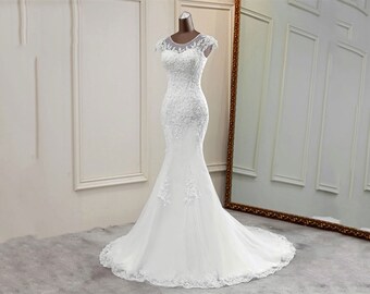 Custom Floor Length Custom Wedding Dress Bridal Gown Wedding Gown Bridal Dress Wedding Dress Elegant Mermaid Wedding Dress sleeveless