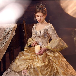 Women's Medieval Queen Vitorian Dress Gothic Ball Gown Renaissance Royal Halloween Fancy Costume (XXS, Black