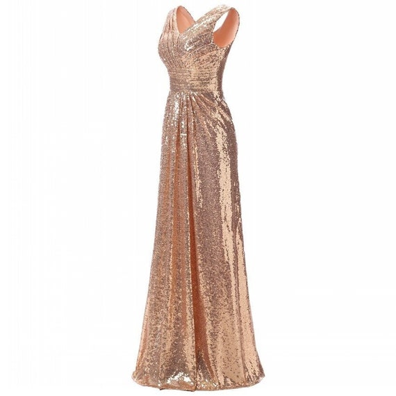 Dress Rose Gold Evening Dress Evening Gown for Women - Etsy