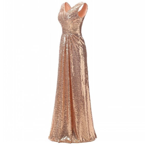 Dress Rose Gold Evening Dress Evening Gown for Women Etsy