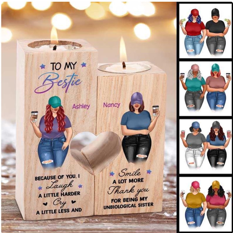 Thick Thighs Besties Personalized Candle Holder With Heart valentine gift ideas personalized gifts