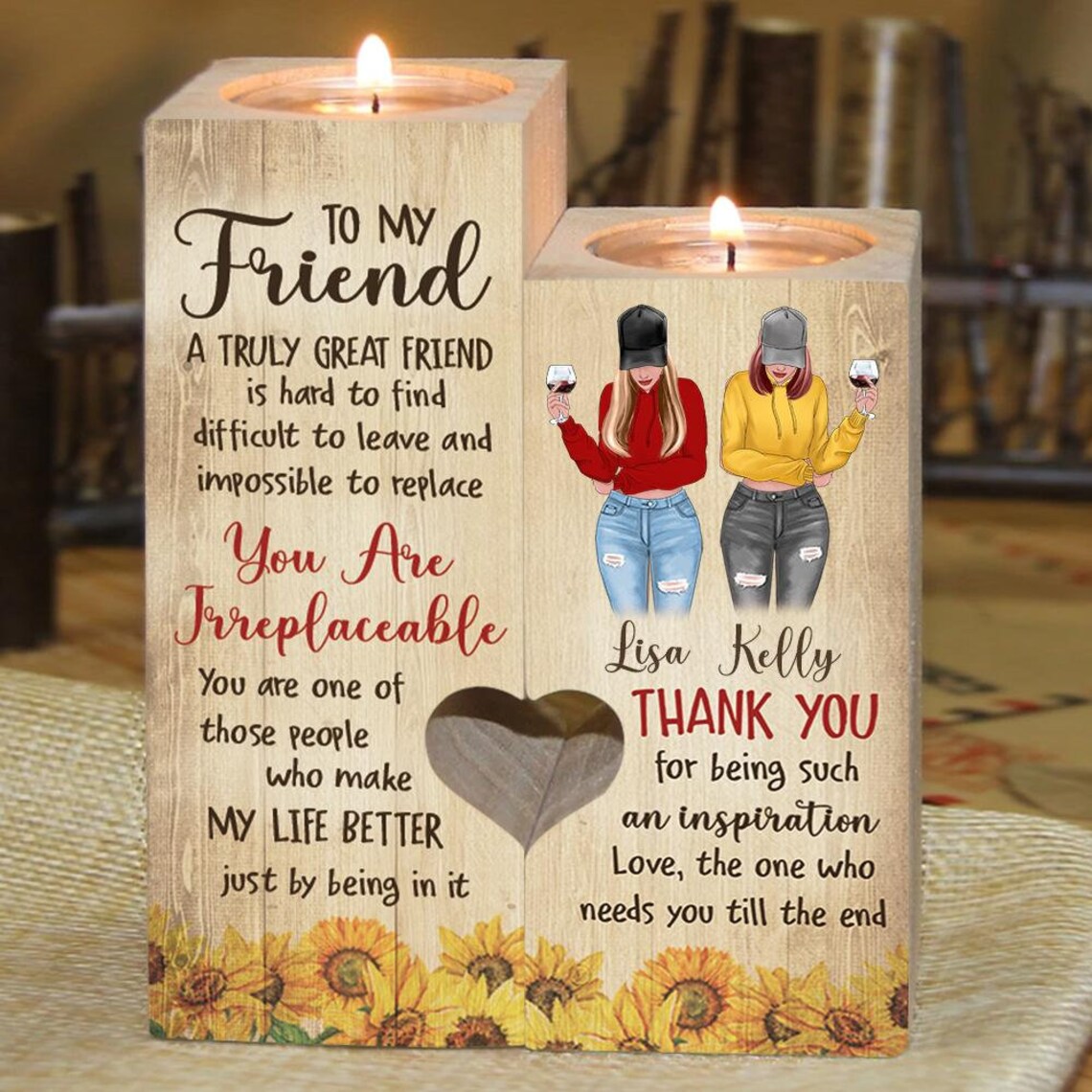 To My Bestie A Truly Great Friend Candle Holder With Heart Etsy