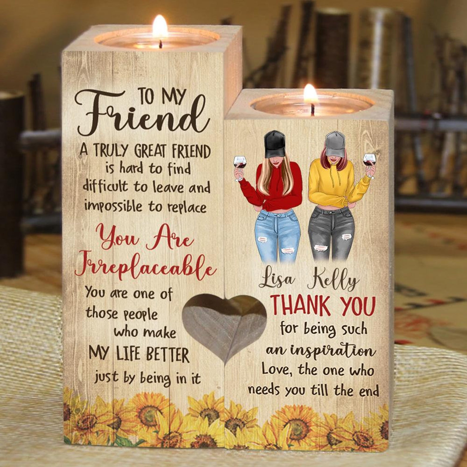 To My Bestie A Truly Great Friend Candle Holder With Heart Etsy