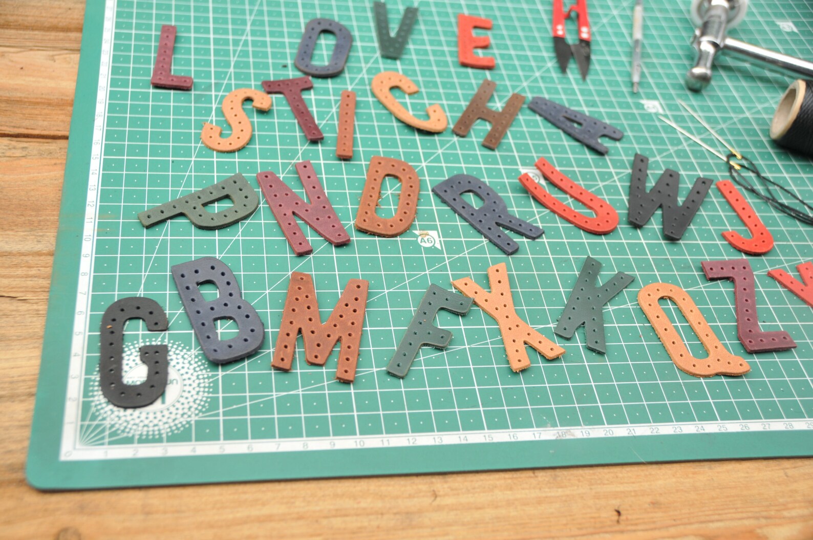 Leather letters with holes Etsy