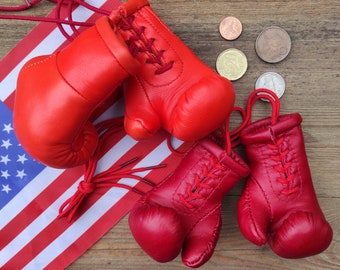 Personalized Mini Boxing Gloves & Bag Set – Personalized Car Charm, Sport Gift, Fighter Keepsake