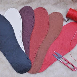 DIY Leather Insoles with Holes for Sewing into Slippers or Socks