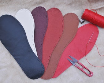 DIY Leather Insoles with Holes for Sewing into Slippers or Socks