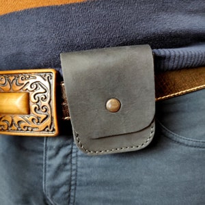 Pequeña bolsa de cuero para cinturón, bolso de cinturón hecho a mano