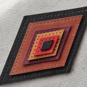 Leren RHOMBUS met gaten, gemengde kleuren, 6 maten, leren RHOMBUS gestanst, doe-het-zelfprojecten