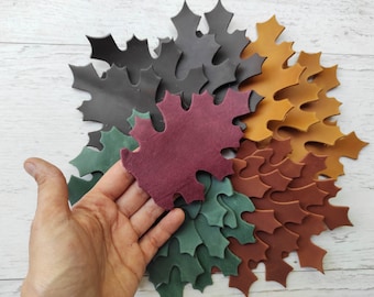 Découpes de feuilles de chêne en cuir - Cuir véritable découpé dans des couleurs variées | Formes prédécoupées pour travaux manuels, décorations ou projets de bricolage d'automne