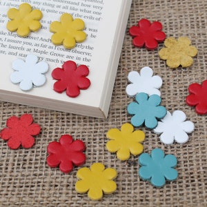 Tiny Leather Flower Cutouts - Mixed Colors - 40pcs DIY Craft Appliques for Jewelry, Embellishments, and Decorations