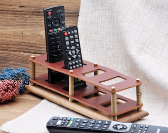 Handmade Leather Remote Control Organizer, Rustic TV Remote Caddy