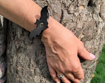 Leather bat bracelet, Bat wing Cuff Bracelets