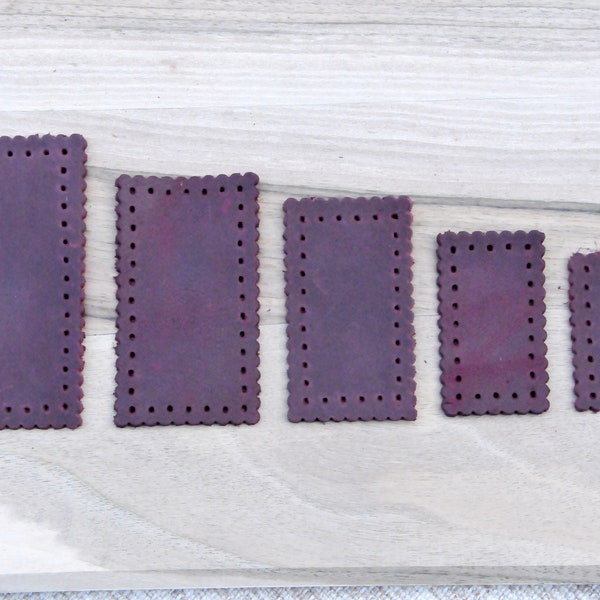 Étiquettes rectangulaires en cuir avec trous/5 Tailles /Patch en cuir/ Étiquettes en cuir/Ébauche en cuir