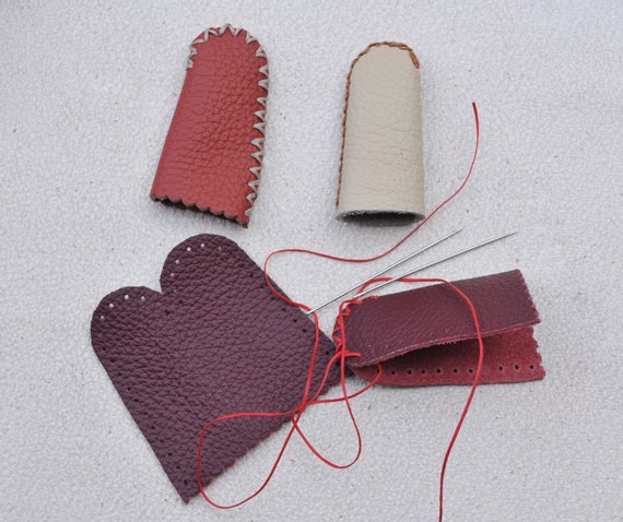 DIY Leather Finger Cot Kit – 2 Real Leather Finger Guards for Felting, Sewing, Crafting | Handmade Stitching Kit