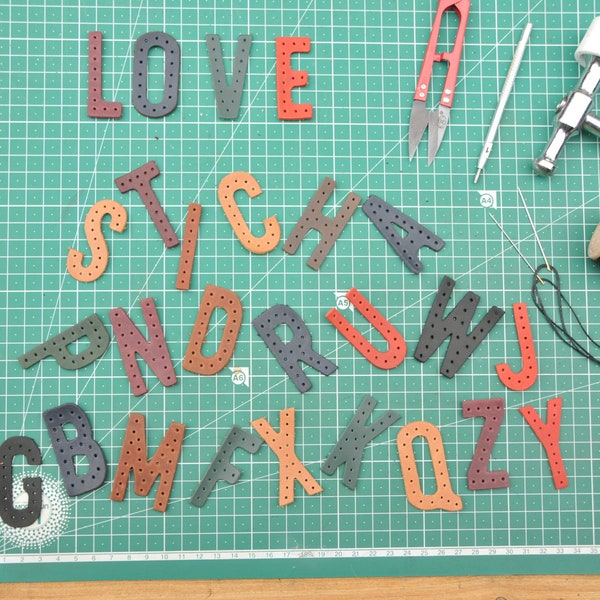 Leather Letters with Holes – 2 Inch DIY Stitchable Alphabet Cutouts for Custom Craft, Scrapbooking, Tags, and Decor