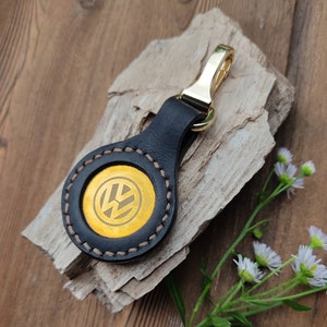 Personalized Leather Car Keychain | Custom Logo Key Fob | Handmade Gift for Drivers | Car Brand Key Ring