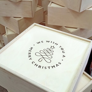Caixa de presente de madeira personalizada com tampa deslizante | Gravação a laser personalizada | Lembranças de Natal, aniversário e casamento