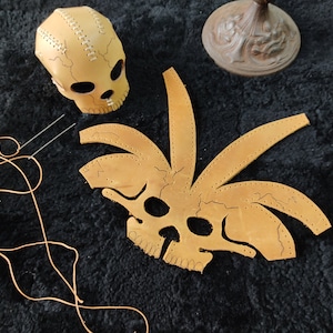DIY Leather Skull Kit – Precut, Pre punched, Genuine Leather Halloween Craft | Assemble Your Own Small Skull Decor