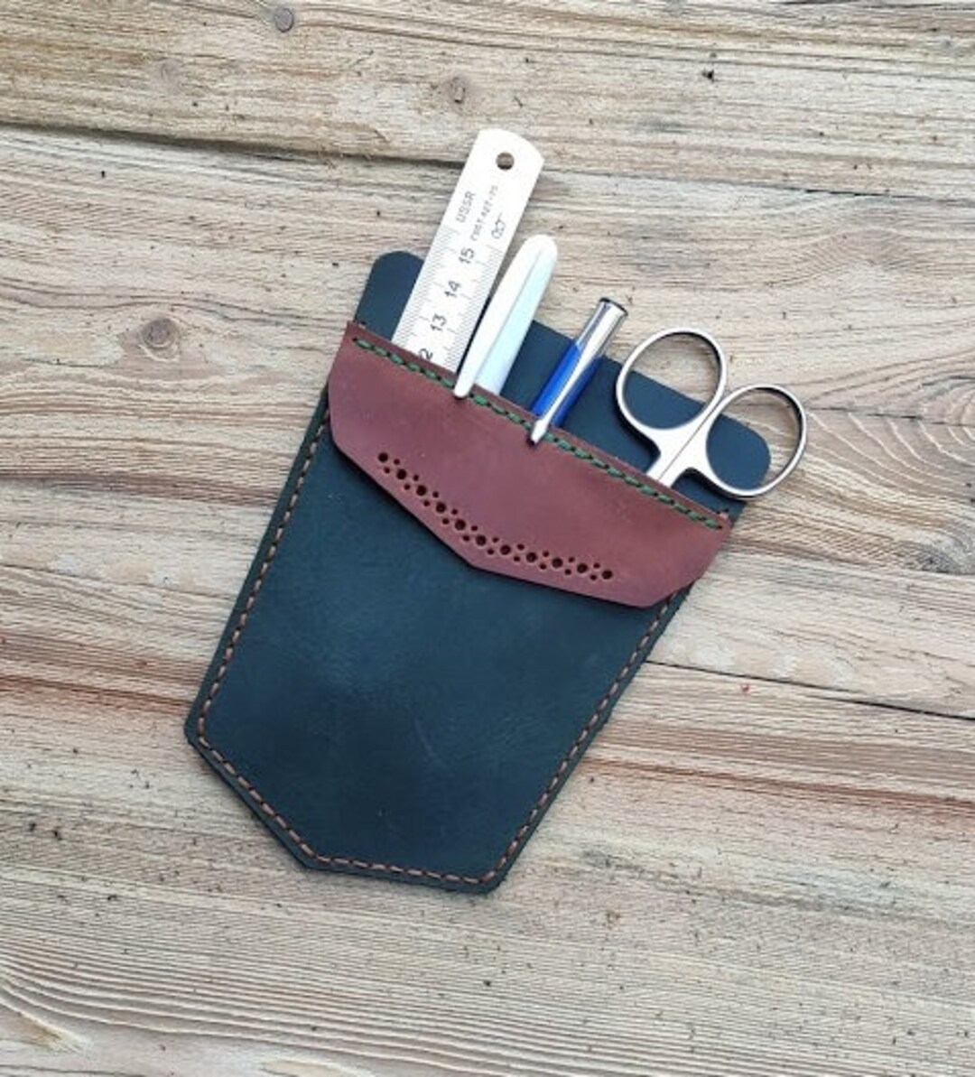 Estuche De Cuero Vintage STILORD 'Cato' - Para Lápices Y Bolígrafos, 21x6x6 Cm, Piel Genuina, Diseño Retro