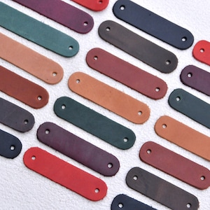 Echtleder Tags - Abgerundete Ecken - Logo Ready Blanks - Mehrere Größen und Farben - Benutzerdefinierte Ausschnitte