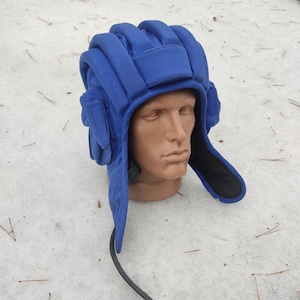 Blue Tanker Helmet, WWII Style | Canvas Padded Cap for Cosplay, LARP, Gaming or Display | Fits Headphones