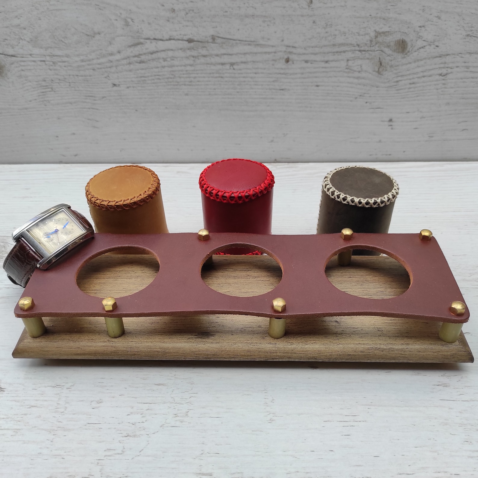 Personalized Watch Pillow Holder Leather Bracelet Cushion Gift Etsy