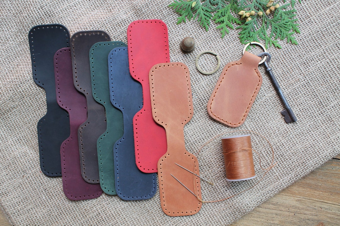DIY Leather Keychain Kit Complete Set Precut Prepunched Leather Waxed