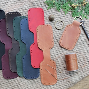 DIY Leather Keychain Kit Complete set Pre-cut pre-punched leather Waxed thread Sewing needles
