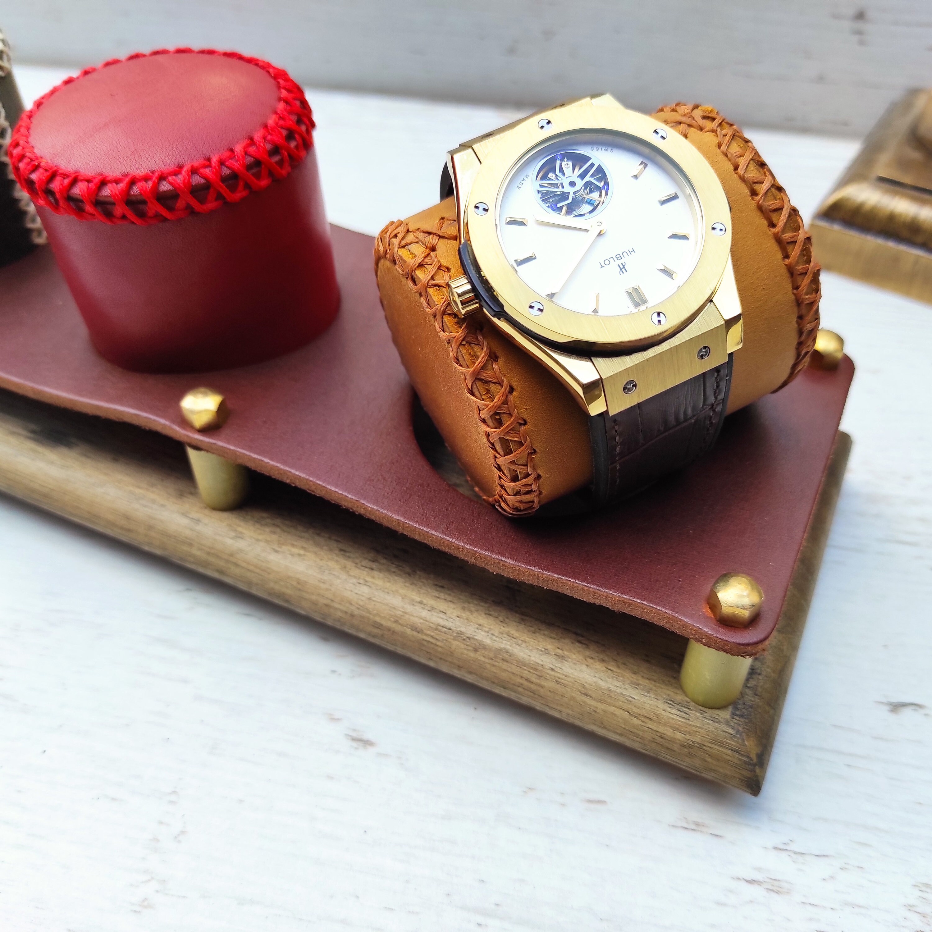 Personalized Watch Pillow Holder Leather Bracelet Cushion Gift Etsy