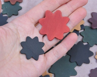 Mini Leather Flowers, Mixed Color Applique, Daisy Cutouts, 4 Sizes, 50 pcs, DIY Craft Supplies for Sewing & Decoration