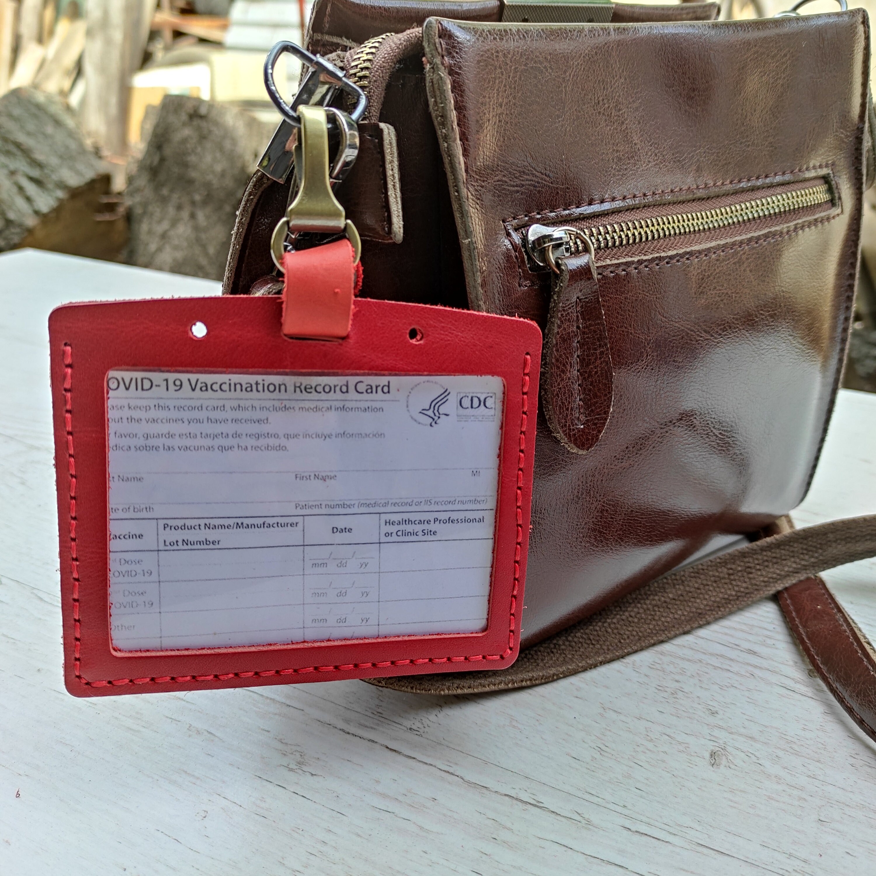 Vaccination Card Holder Leather Holder With Spring Hook Etsy Canada