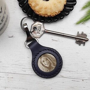 Llavero de cuero personalizado con foto: regalo grabado personalizado para él o ella