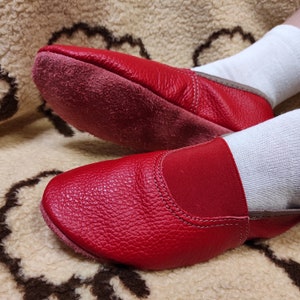 Soft Leather Ballet Shoes | Handmade Dance Slippers | Women’s Sizes EU 36–45 | Red, Bordeaux, Cognac, Brown, Black