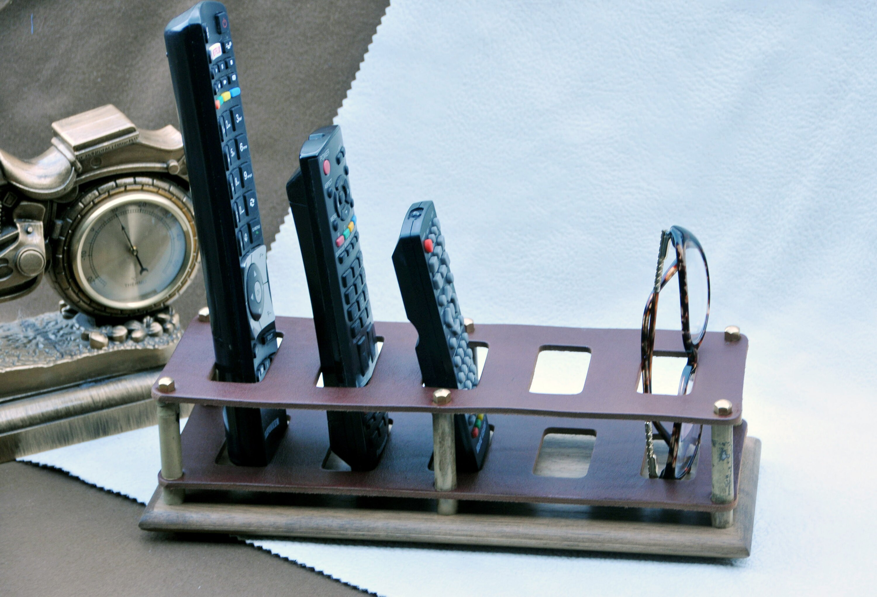 Leather Remote Control Holder Organizer Personalize Hand Etsy