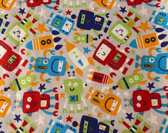 Robots and Rockets Atomic Bot Navy 77503-B by Silvia Dekker for South Sea 100/% Premium Quilting Cotton Fabric