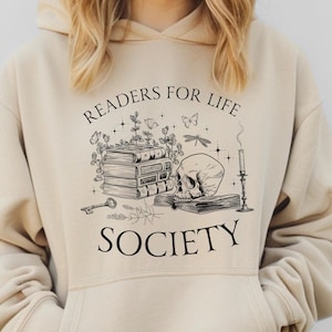 Readers For Life Book Hoodie, Reader Hoodie, Book Lover Gift, Romantasy Book Club Vintage Reading Shirt, Bookish Shirt, Bookworm Sweatshirt