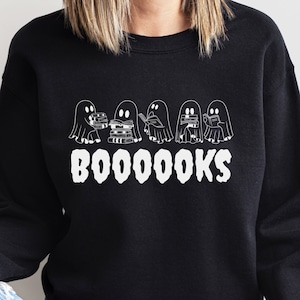 Bookish Halloween Shirt, Ghost Reading Books Sweatshirt, Boooooks Pullover Crewneck, Book Lover Gift, Booktok Reader Gift, Bookstagram Shirt