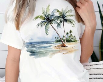 Palm Tree T-Shirt, Beach Bum Shirt, Palm Beach Shirt, Ocean Shirt, Beach Tee Shirt, Beach Lover Gift, Palm Tree Shirt, Watercolor T-Shirt