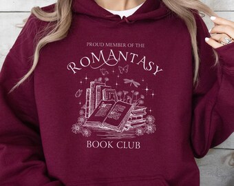 Romantasy Book Club Reader Hoodie, Book Lover Gift, Fantasy Romance Book Shirt, Vintage Reading Shirt, Bookish Shirt, Bookworm Sweatshirt